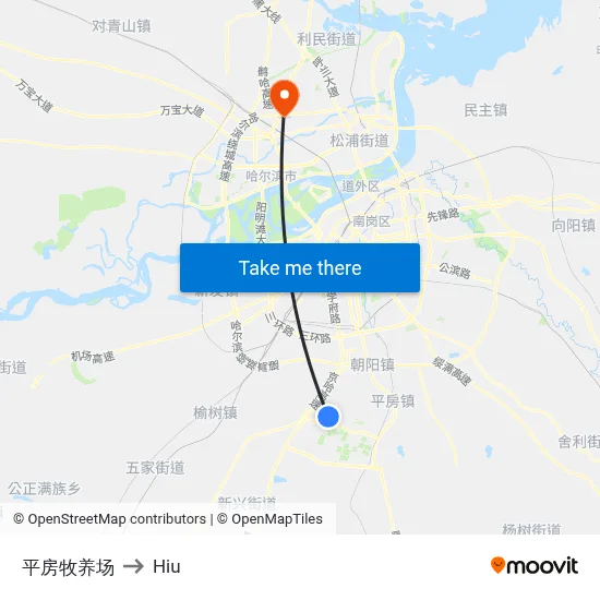 Pingfang Pastoral Farm to Hiu map