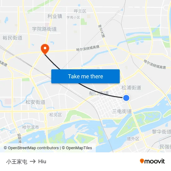 Xiaowang Family Village to Hiu map