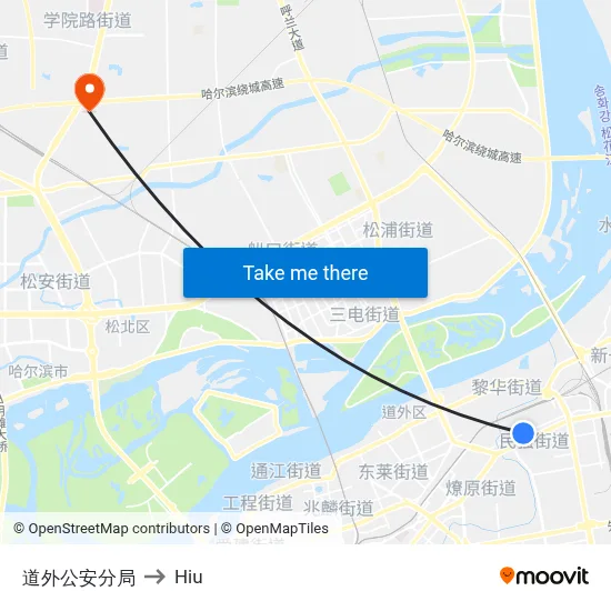 Daowai Police Branch to Hiu map