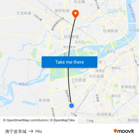 Haining Leather City to Hiu map