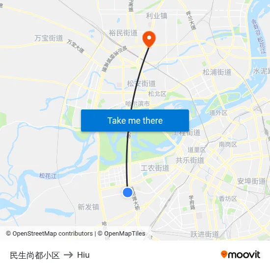 Minsheng Shangdu Complex to Hiu map