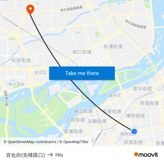 Xuanhua Street (Xianfeng Road Junction) to Hiu map