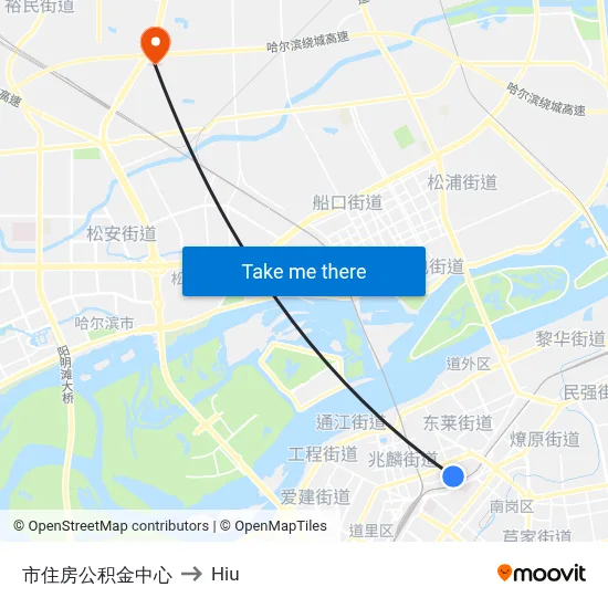 市住房公积金中心 to Hiu map