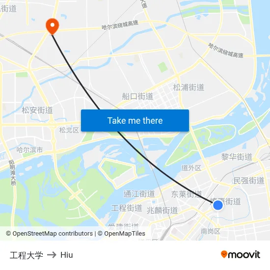 Engineering University to Hiu map
