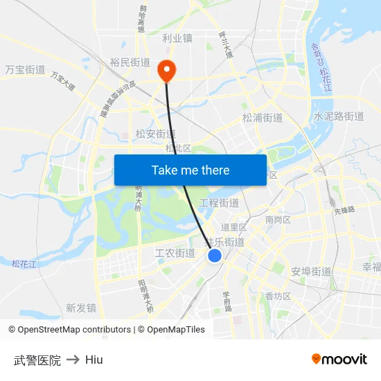 Armed Police Hospital to Hiu map