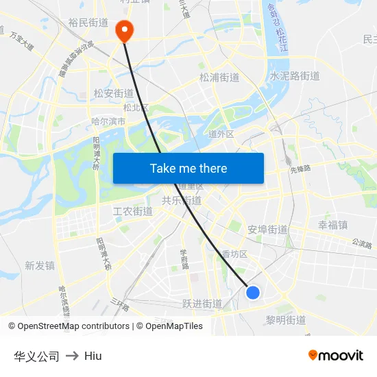 Huayi Company to Hiu map