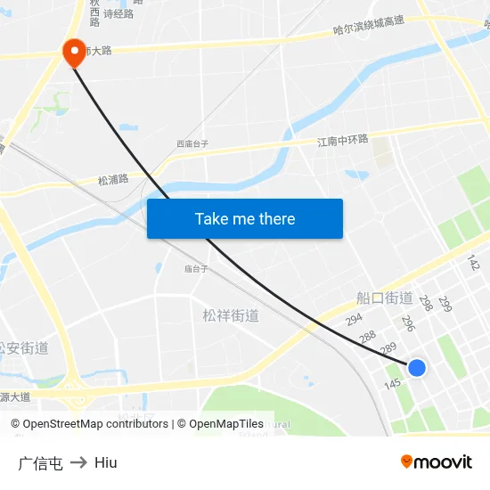 Guangxin Village to Hiu map