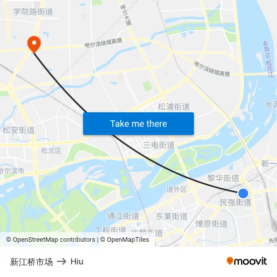 Xinjiang Bridge Market to Hiu map