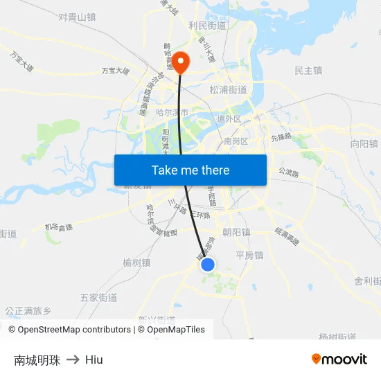 South City Pearl to Hiu map