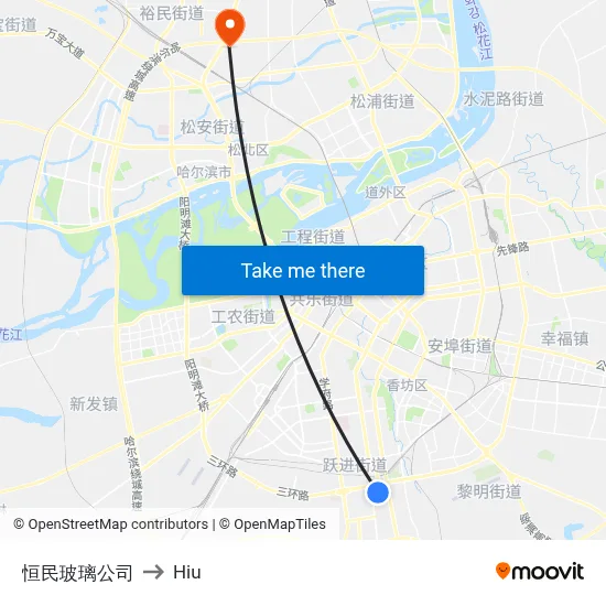 Hengmin Glass Company to Hiu map