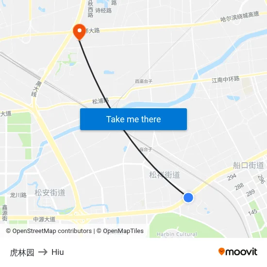 Hulin Park to Hiu map