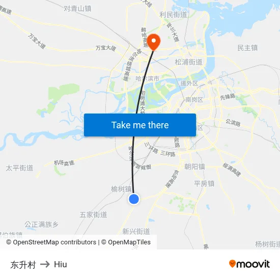 Dongsheng Village to Hiu map
