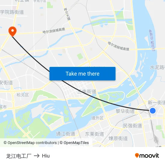 Longjiang Electric Factory to Hiu map