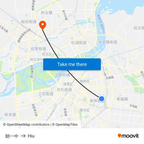 Chaoyang No. 1 Middle School to Hiu map