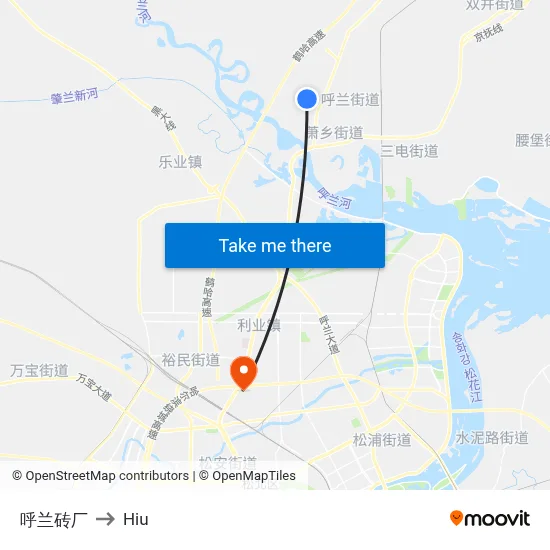 Hulan Brick Factory to Hiu map