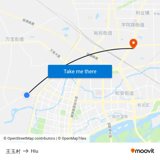 Wang Yu Village to Hiu map