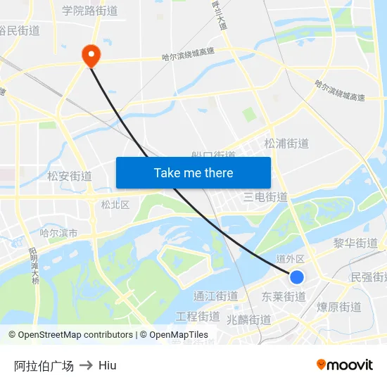 Arab Square to Hiu map