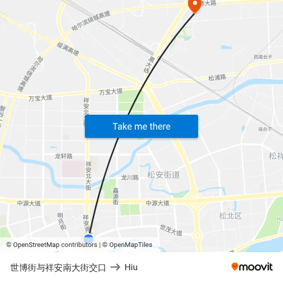 Shibo Street & Xiang'an South Street Intersection to Hiu map
