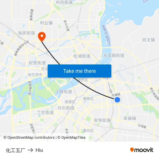 化工五厂 to Hiu map