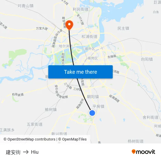 Jian'an Street to Hiu map