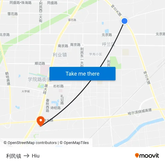 Limin Town to Hiu map