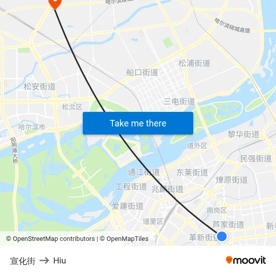 Xuanhua Street to Hiu map