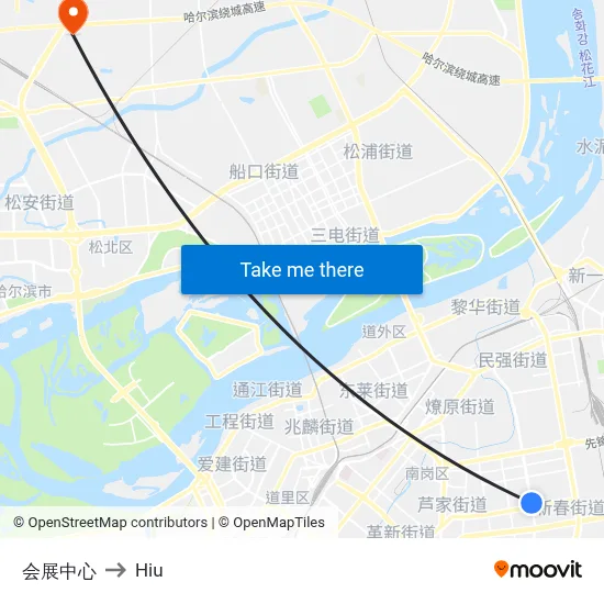 Convention and Exhibition Center to Hiu map