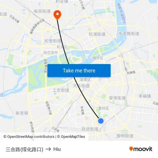 Sanhe Road (Suihua Intersection) to Hiu map