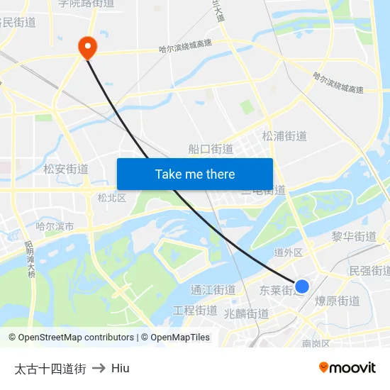Taigu 14th Street to Hiu map