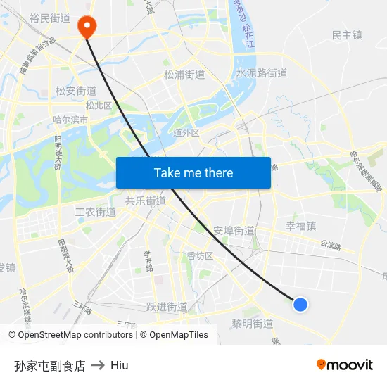 Sunjia Village Food Store to Hiu map