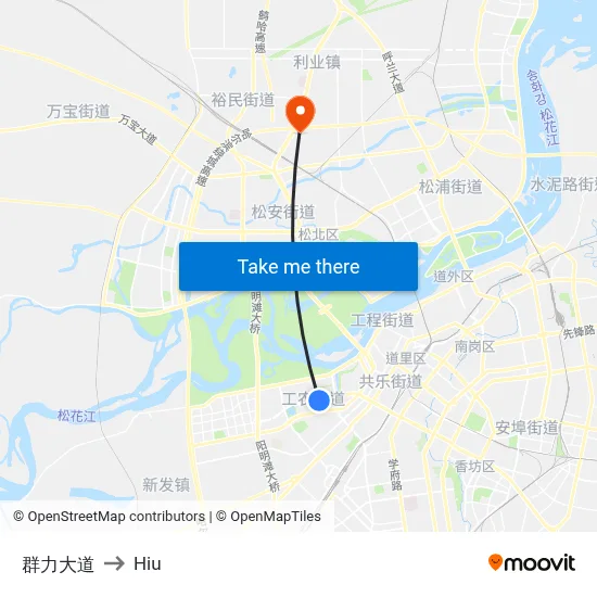 Qunli Avenue to Hiu map