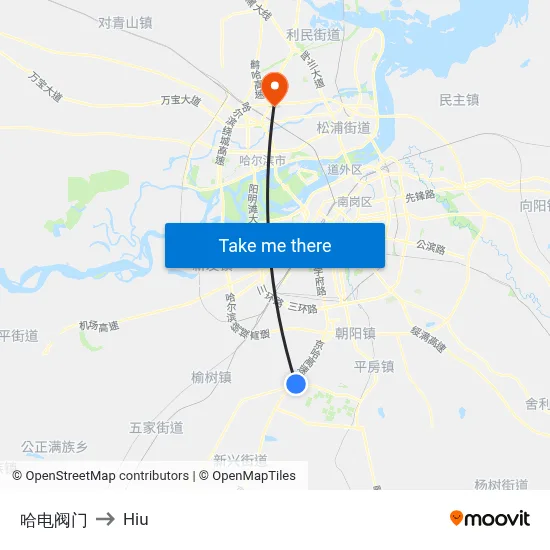 Harbin Electric Valve Factory to Hiu map