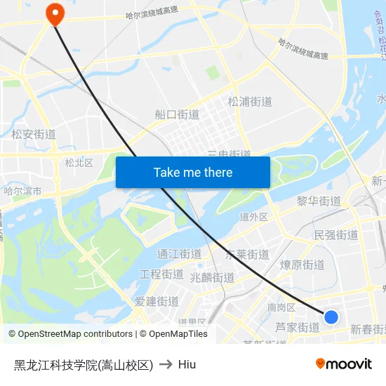 Heilongjiang University of Science and Technology (Songshan Campus) to Hiu map