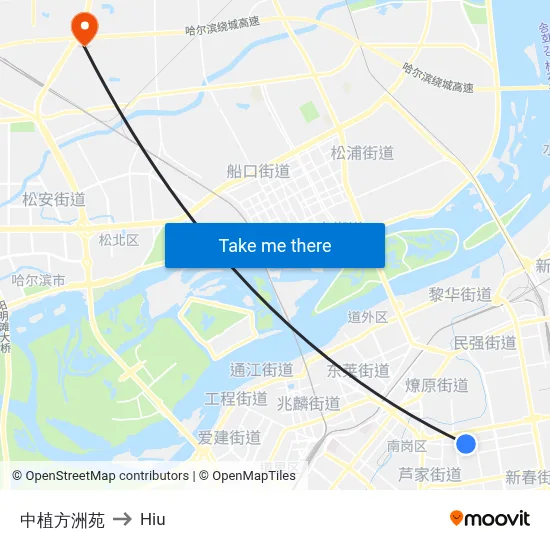 Zhongzhi Fangzhou Garden to Hiu map
