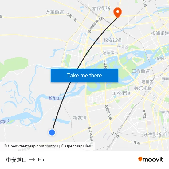 Zhong'an Crossing to Hiu map