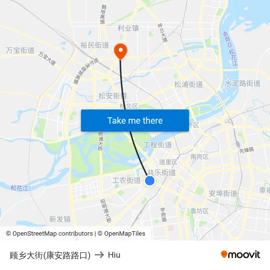 Guxiang Street (Kangan Road) to Hiu map