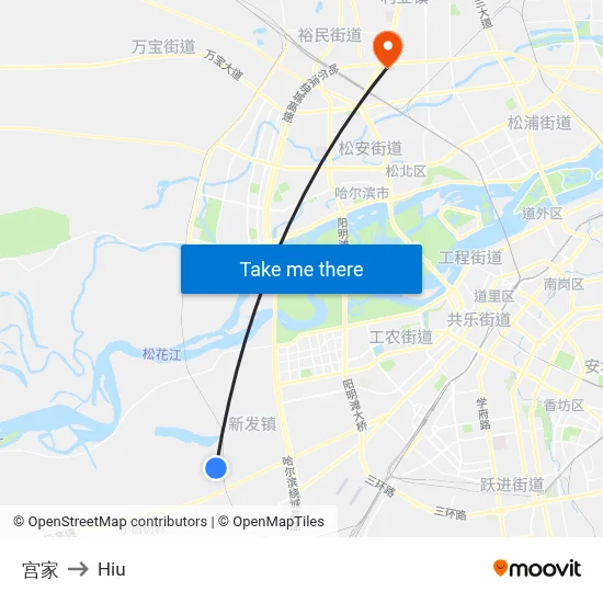 Gongjia to Hiu map