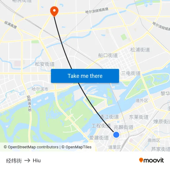 Jingwei Street to Hiu map