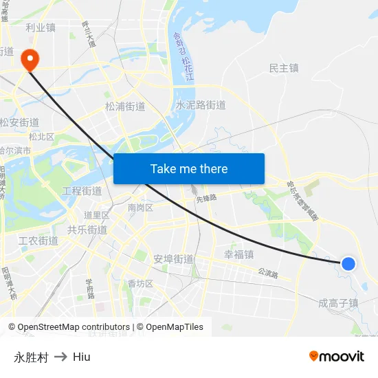 Yongsheng Village to Hiu map