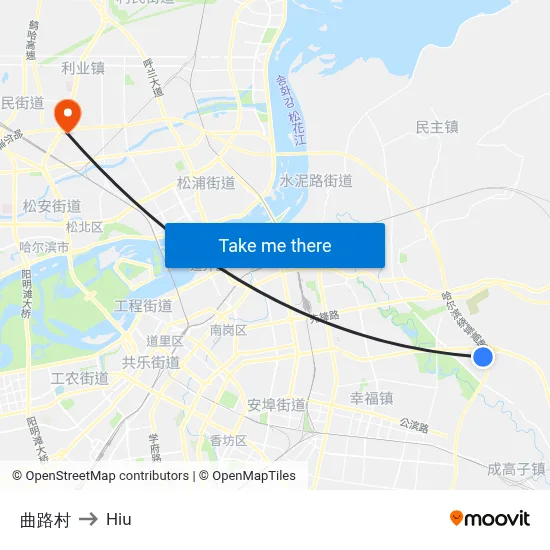 Qulu Village to Hiu map