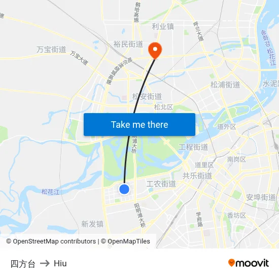 四方台 to Hiu map