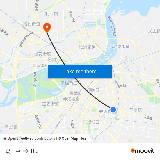 Chaoyang No. 1 Middle School to Hiu map