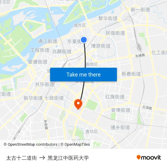 太古十二道街 to 黑龙江中医药大学 map