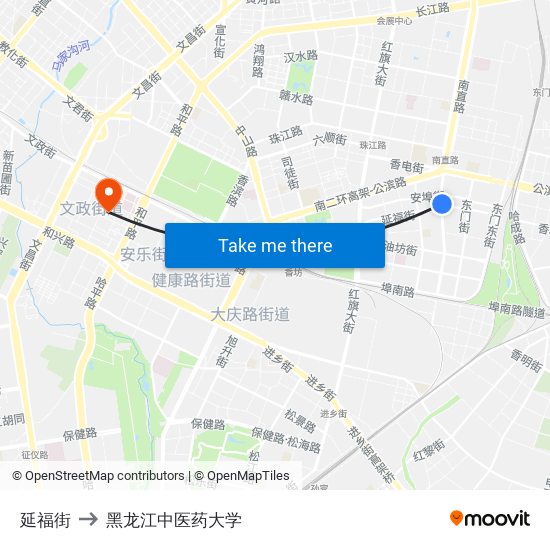 延福街 to 黑龙江中医药大学 map