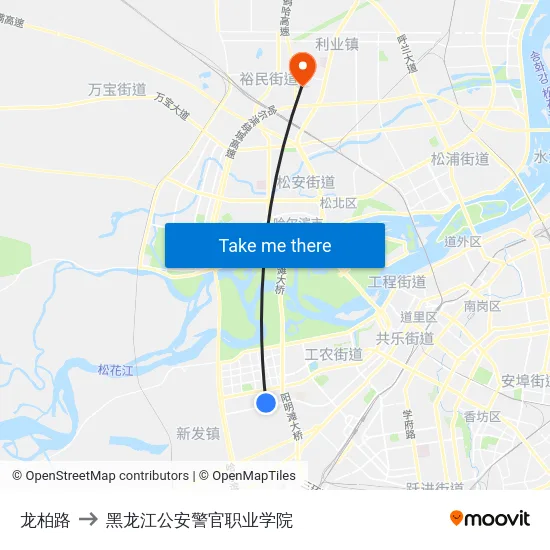 龙柏路 to 黑龙江公安警官职业学院 map