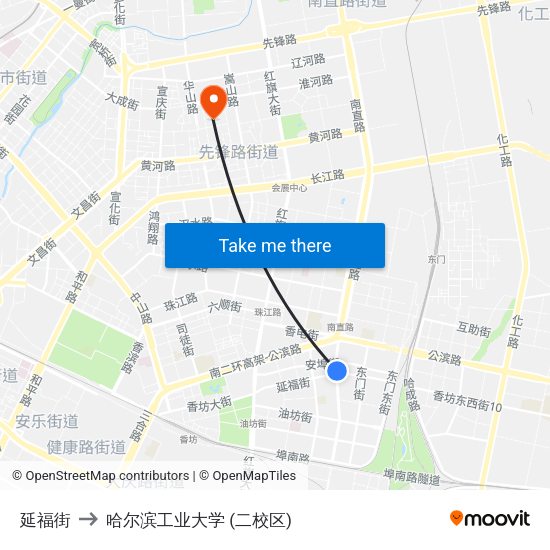 延福街 to 哈尔滨工业大学 (二校区) map