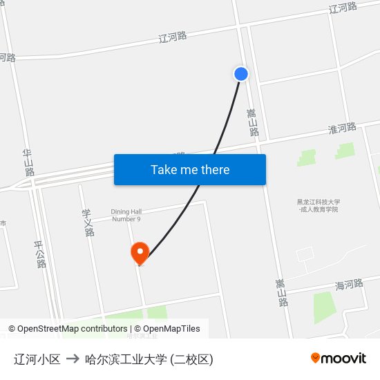 辽河小区 to 哈尔滨工业大学 (二校区) map
