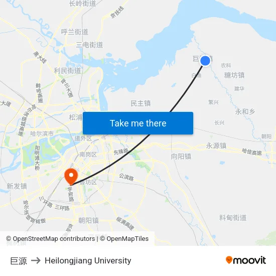 巨源 to Heilongjiang University map