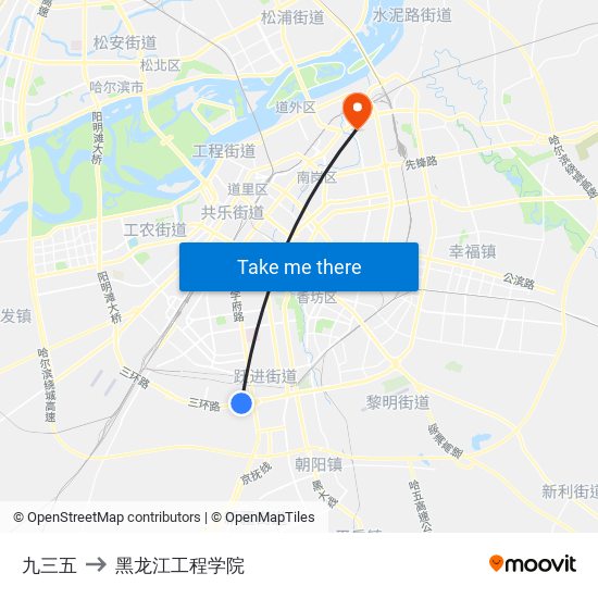 九三五 to 黑龙江工程学院 map