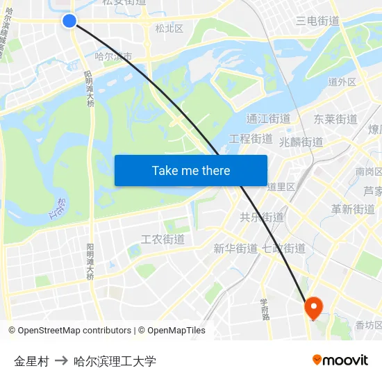 金星村 to 哈尔滨理工大学 map
